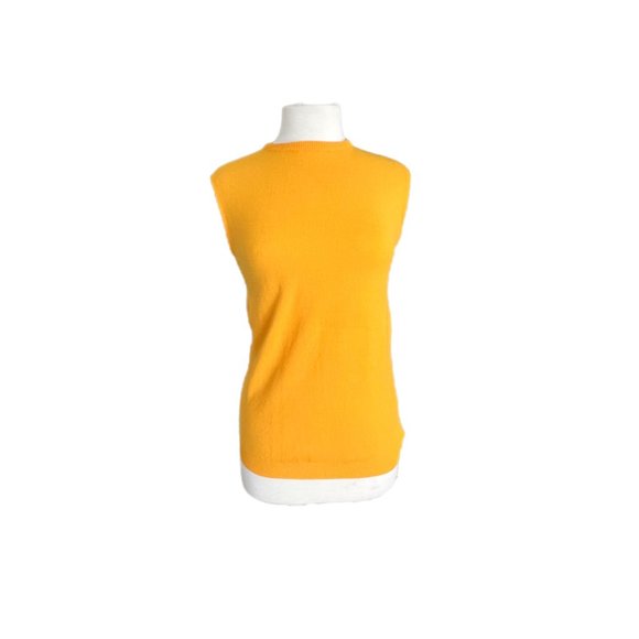 Vintage 60s Helanca Yellow Crewneck Sleeveless Nylon Top - Picture 1 of 7